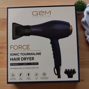 Force Ionic Tourmaline Hair Dryer With Diffuser- Blue and Gold